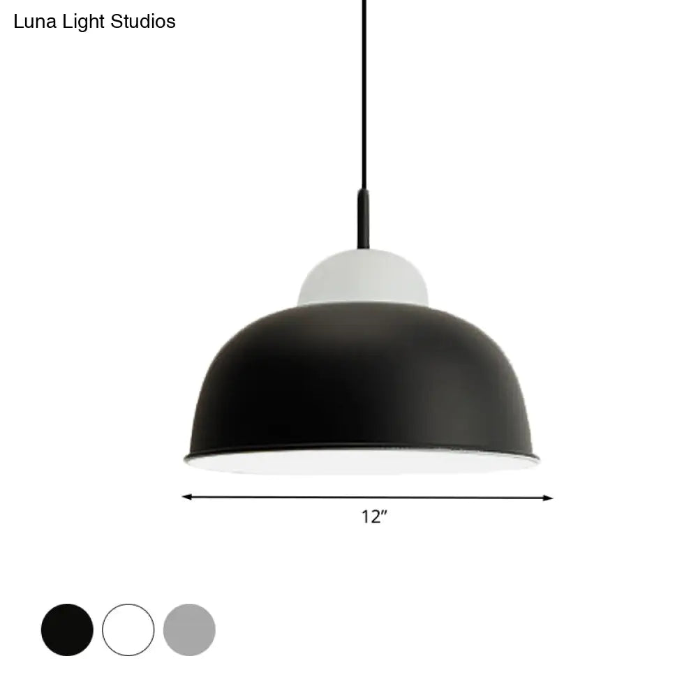 Sleek Monochrome Metal Suspension Light For Study Room - Single Hanging Lamp