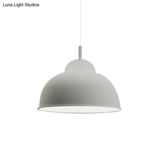 Sleek Monochrome Metal Suspension Light For Study Room - Single Hanging Lamp