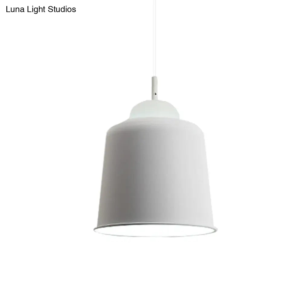 Monochrome Metal Suspension Light For Study Room - Simple Style Single Black/Grey/White