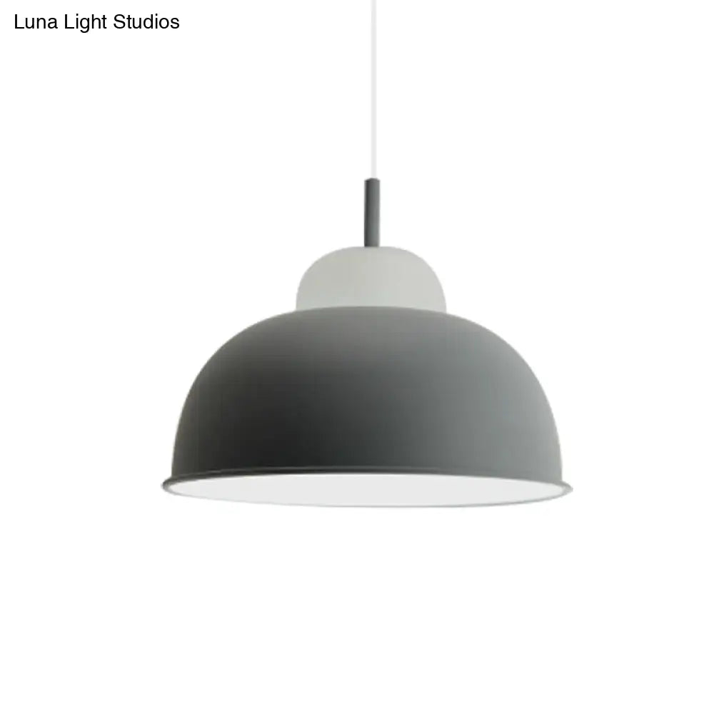 Monochrome Metal Suspension Light For Study Room - Simple Style Single Black/Grey/White