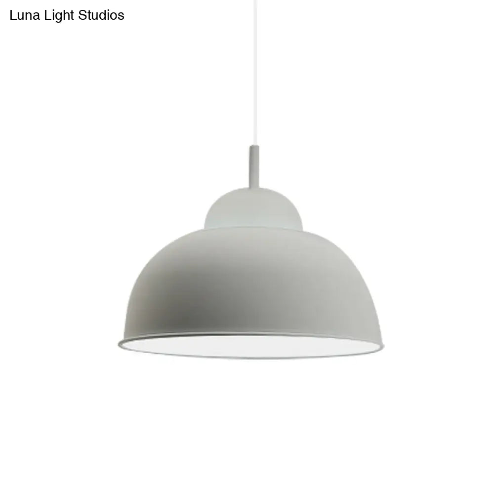 Monochrome Metal Suspension Light For Study Room - Simple Style Single Black/Grey/White