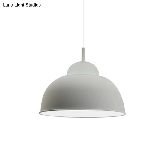 Monochrome Metal Suspension Light For Study Room - Simple Style Single Black/Grey/White