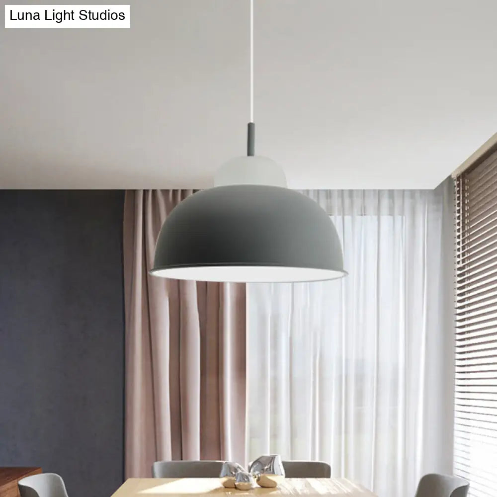 Monochrome Metal Suspension Light For Study Room - Simple Style Single Black/Grey/White