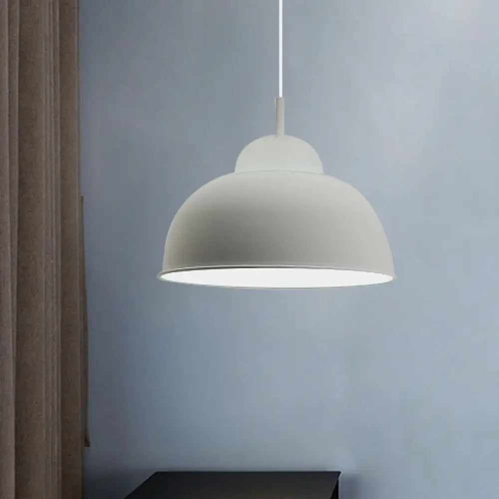 Sleek Monochrome Metal Suspension Light For Study Room - Single Hanging Lamp White / 12’