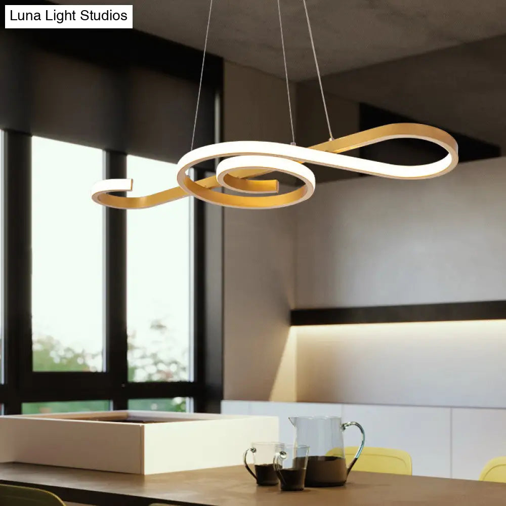 Sleek Music Note Chandelier Led Pendant Light For Restaurants