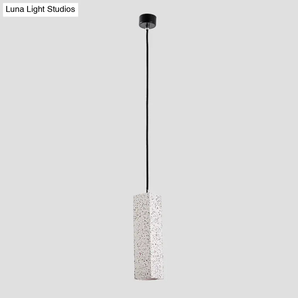 Sleek Nordic Marble Led Pendant Light - Modern Slim Cuboid Design 1 Head White Color