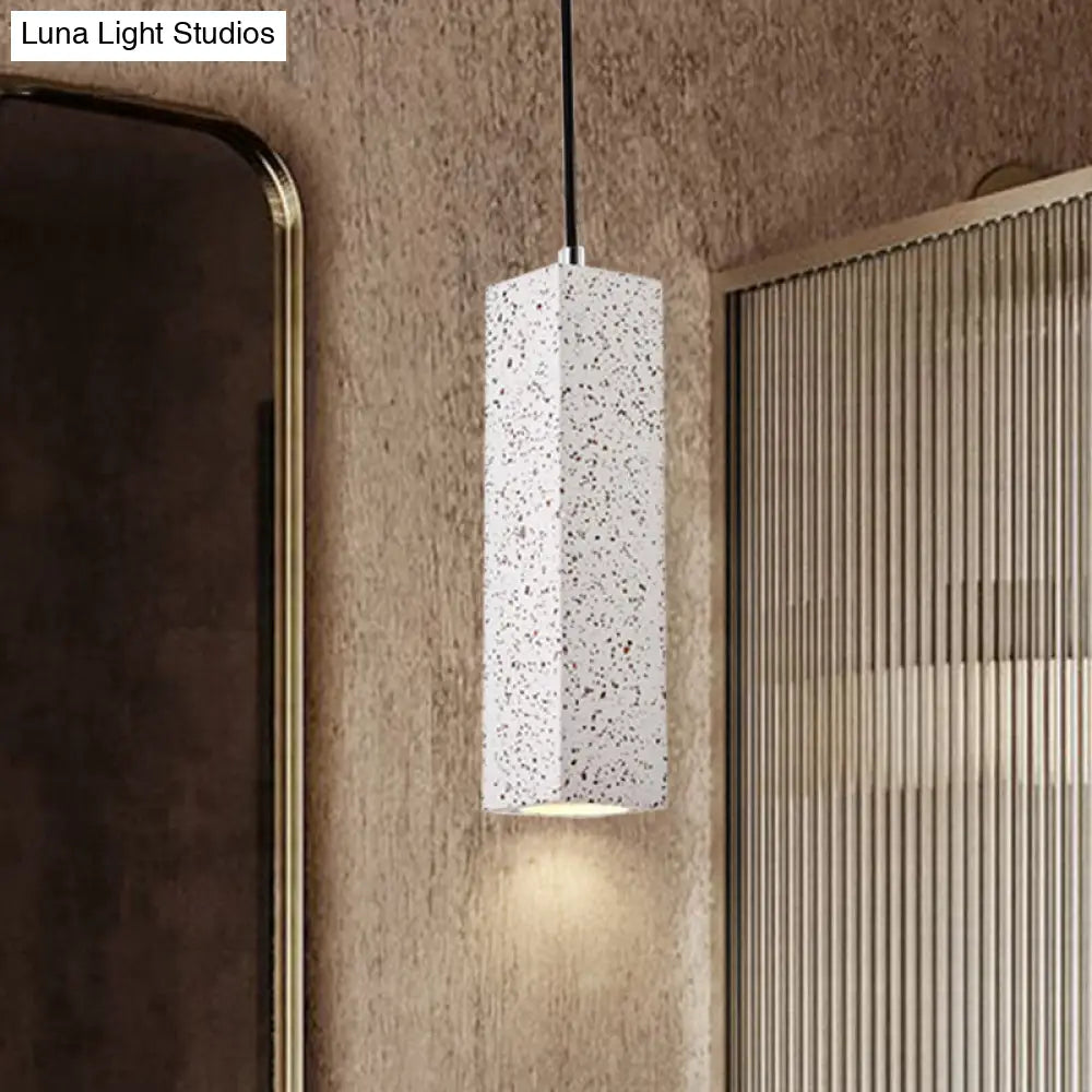 Sleek Nordic Marble 1-Head Pendant Light In White - Modern Slim Design For Bedside Led Ceiling Lamp