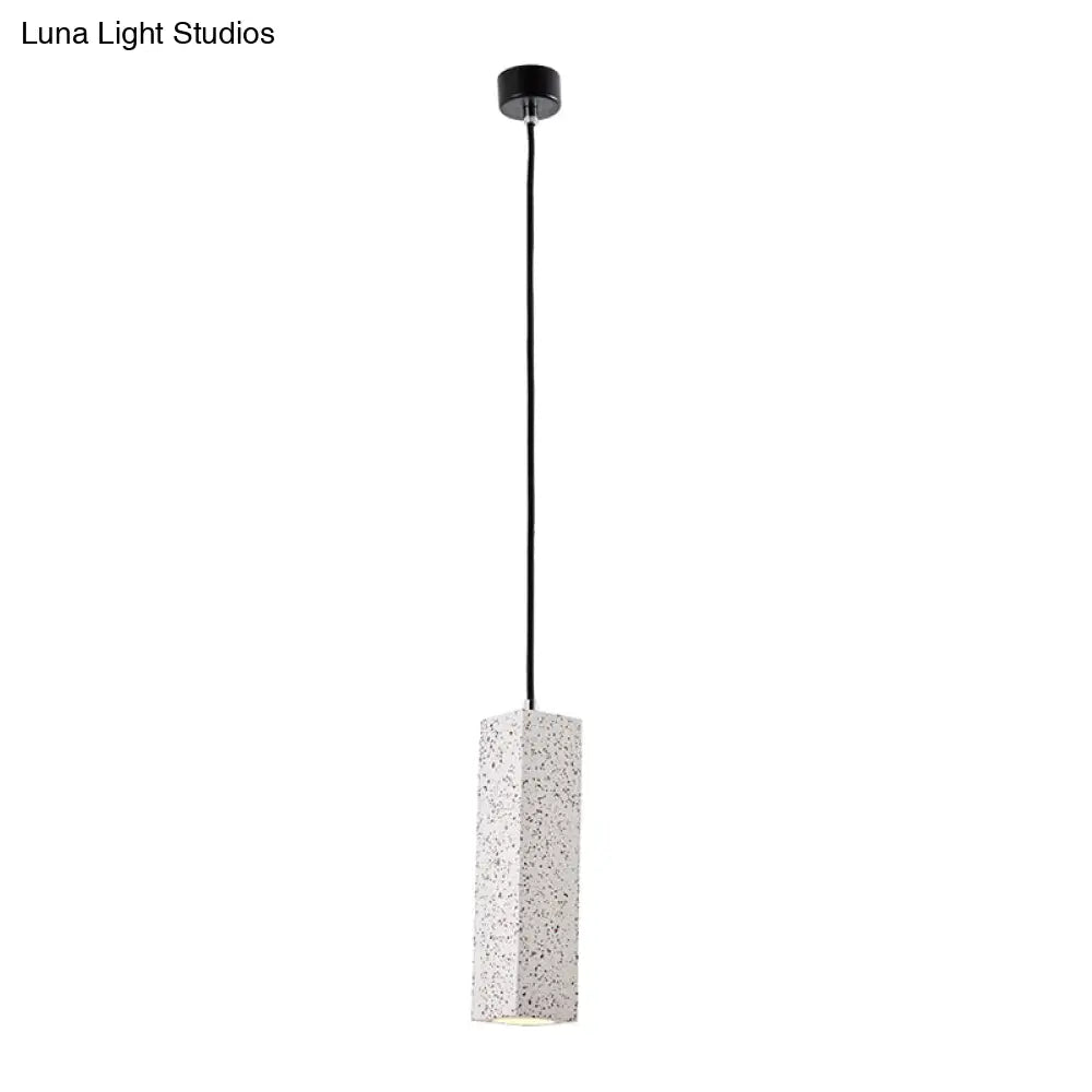 Sleek Nordic Marble Led Pendant Light - Modern Slim Cuboid Design 1 Head White Color