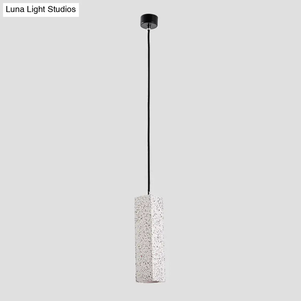 Sleek Nordic Marble 1-Head Pendant Light In White - Modern Slim Design For Bedside Led Ceiling Lamp