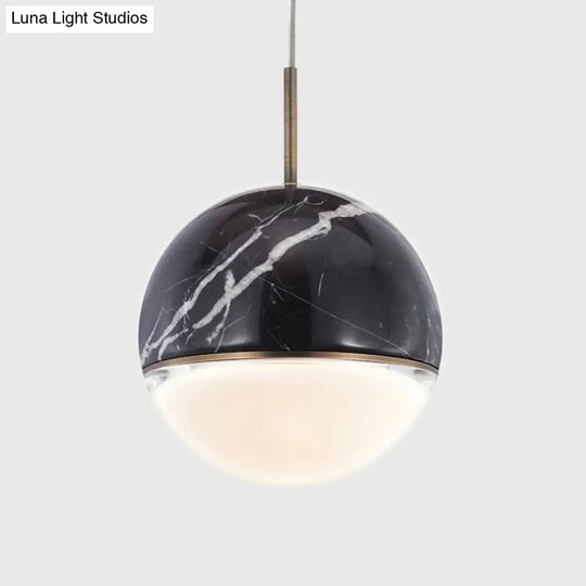 Nordic Marble Hanging Light - Spherical Dining Room Pendant With 1 Bulb And 4/6 Width Available In