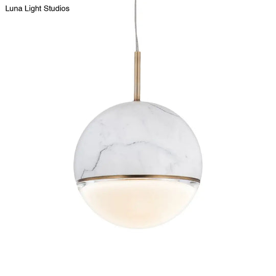 Nordic Marble Hanging Light - Spherical Dining Room Pendant With 1 Bulb And 4/6 Width Available In