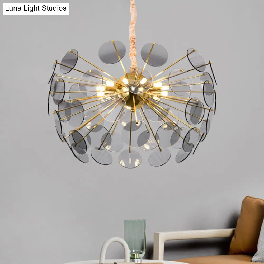 Sleek Nordic Smoke Gray Acrylic Led Pendant Chandelier - Modern Hanging Lamp