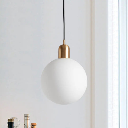 Sleek Opal Glass Drop Pendant Ceiling Light With Colorful Cap - 1-Light Hanging Design Gold