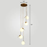 Sleek Opal Glass Globe Spiral Stairwell Pendant Light 5 / Bronze