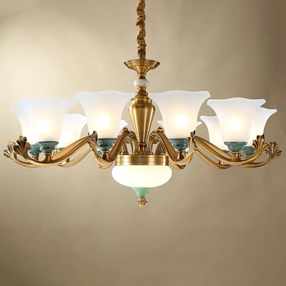 Sleek Opal Glass Pendant Chandelier With Brass Suspension - Perfect For Dining Rooms 10 / White