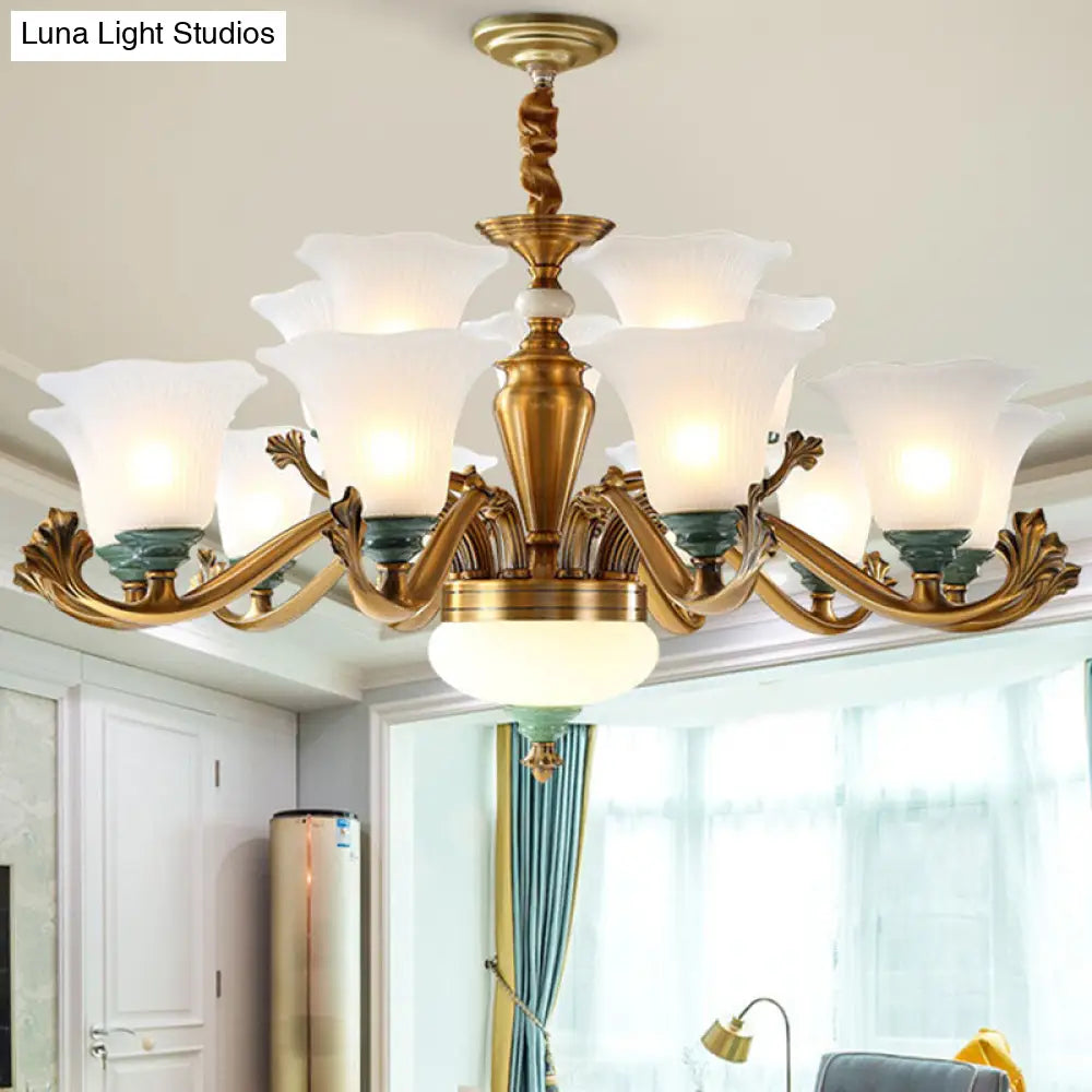 Sleek Opal Glass Pendant Chandelier: Minimalist Brass Suspension Light For Dining Room 15 / White