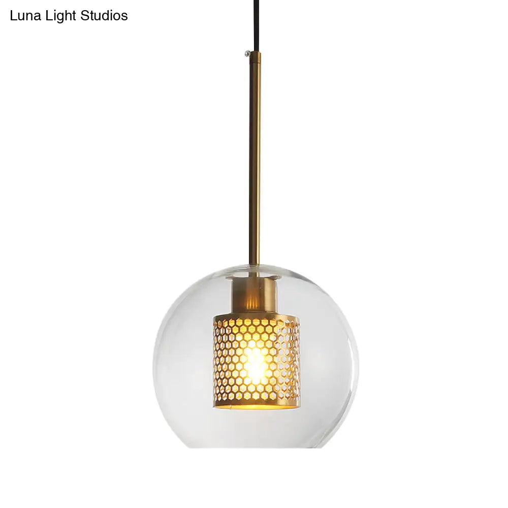 Modern Orb Pendant Light With Mesh Screen - Ideal For Hallways