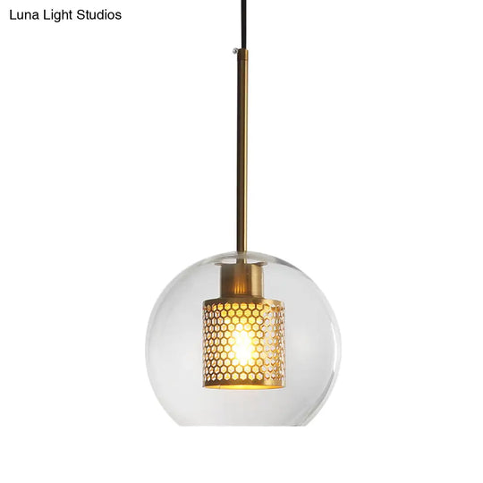 Modern Orb Pendant Light With Mesh Screen - Ideal For Hallways