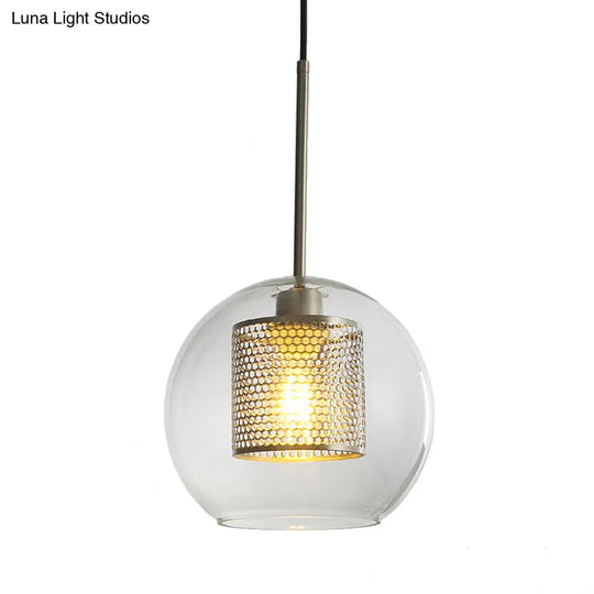 Modern Orb Pendant Light With Mesh Screen - Ideal For Hallways