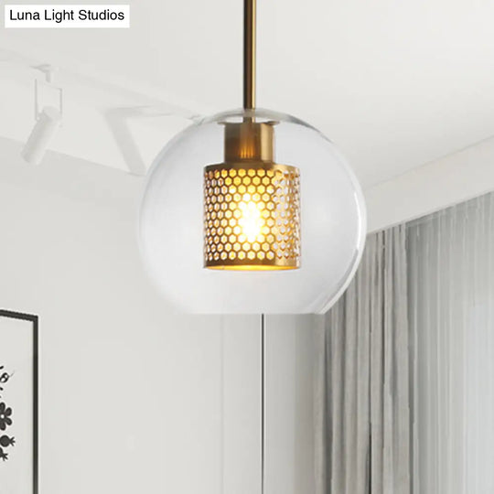 Modern Orb Pendant Light With Mesh Screen - Ideal For Hallways