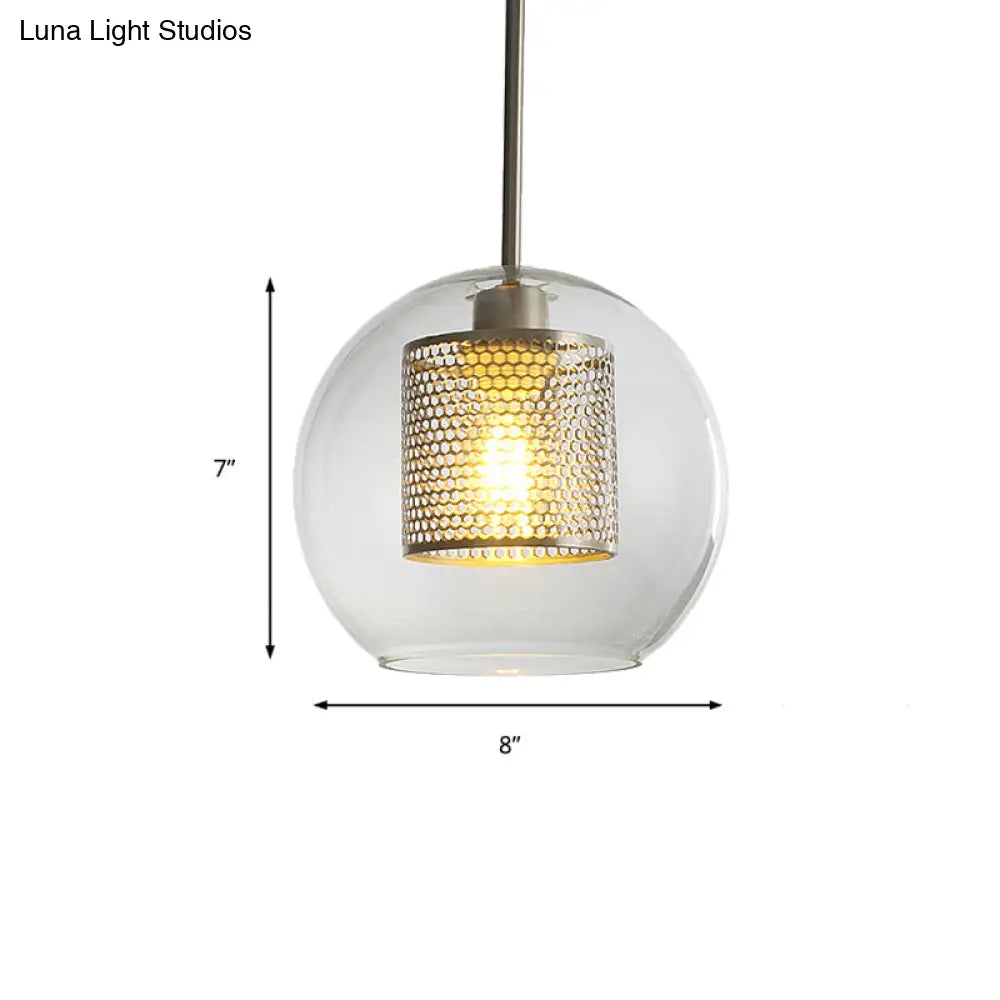 Modern Orb Pendant Light With Mesh Screen - Ideal For Hallways