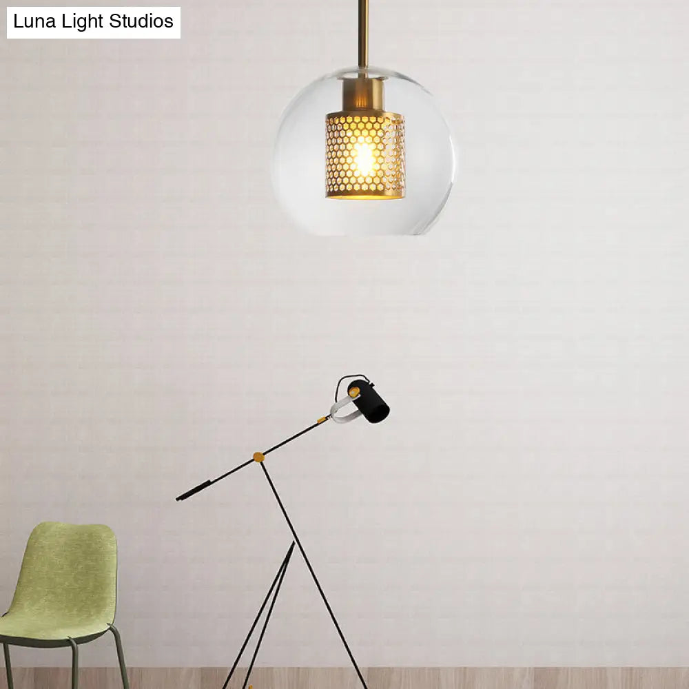 Modern Orb Pendant Light With Mesh Screen - Ideal For Hallways Bronze / 8