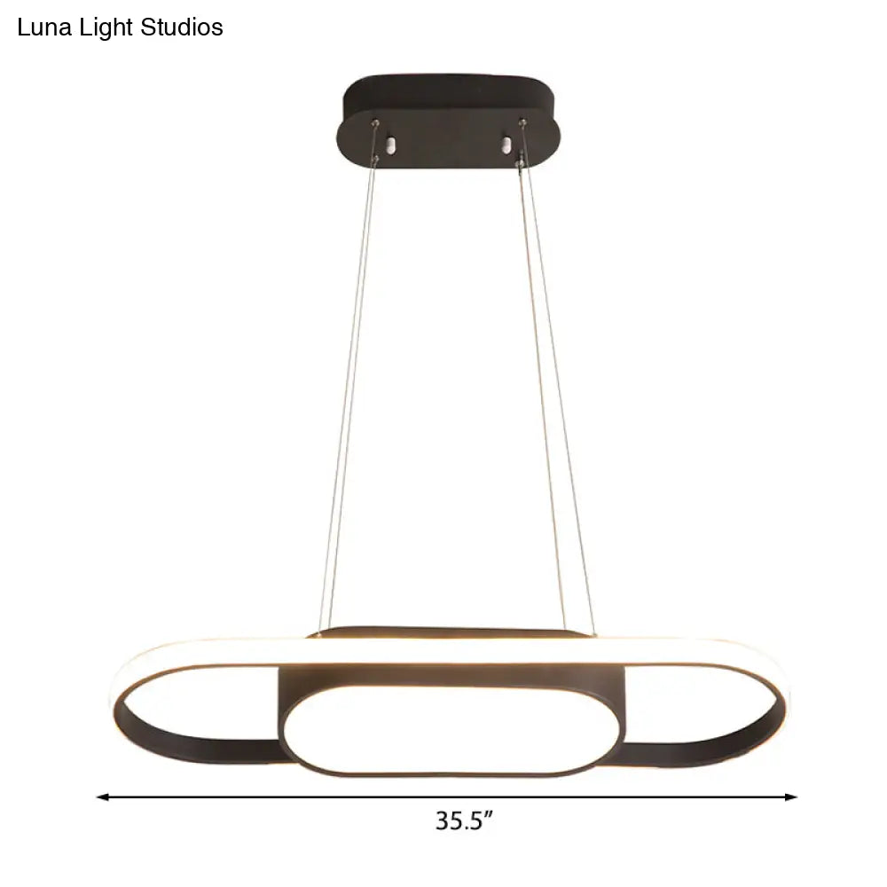 Sleek Oval Acrylic Chandelier With Led Pendant Light In Black/White Warm/White/Natural Options