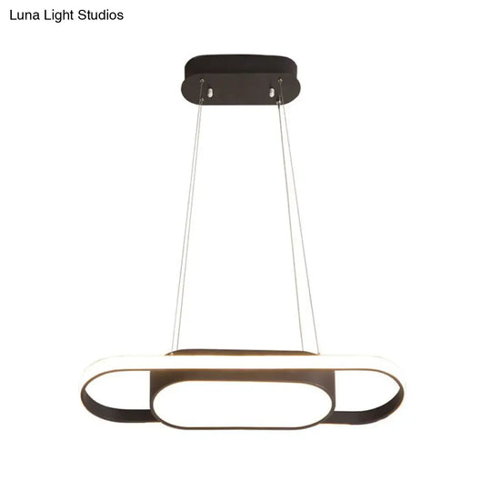 Sleek Oval Acrylic Chandelier With Led Pendant Light In Black/White Warm/White/Natural Options