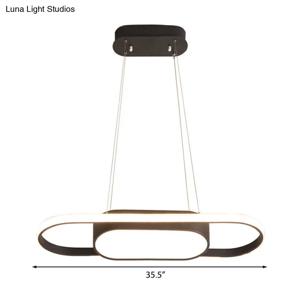 Sleek Oval Acrylic Chandelier Light – Simple Style In Black Or White With Led Choose Warm Natural