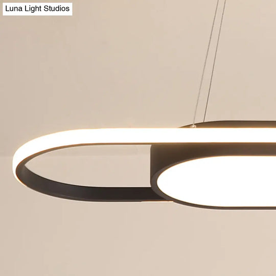 Sleek Oval Acrylic Chandelier With Led Pendant Light In Black/White Warm/White/Natural Options