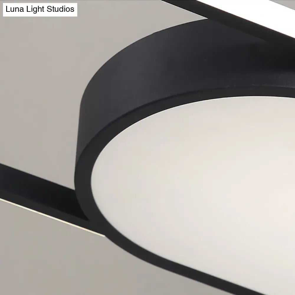 Sleek Oval Acrylic Chandelier With Led Pendant Light In Black/White Warm/White/Natural Options