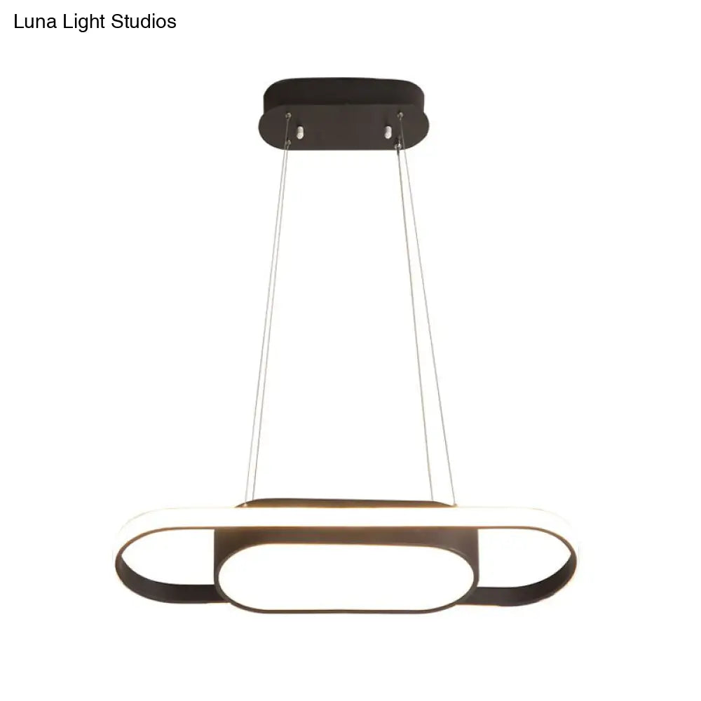 Sleek Oval Acrylic Chandelier Light – Simple Style In Black Or White With Led Choose Warm Natural