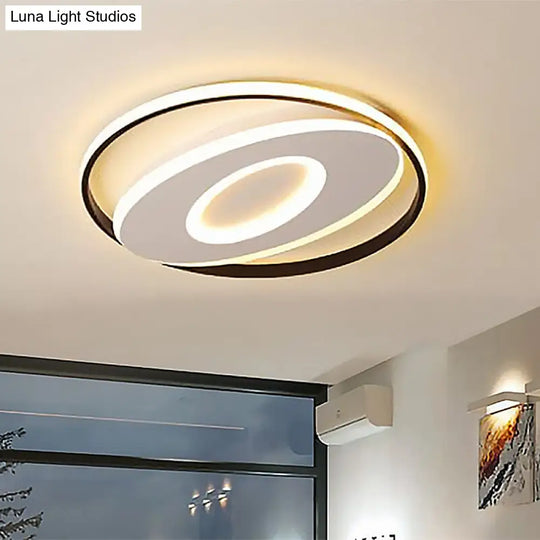 Sleek Oval Flush Light With Orbit Design Simple Acrylic Led Ceiling Lighting For Bedroom Warm/White