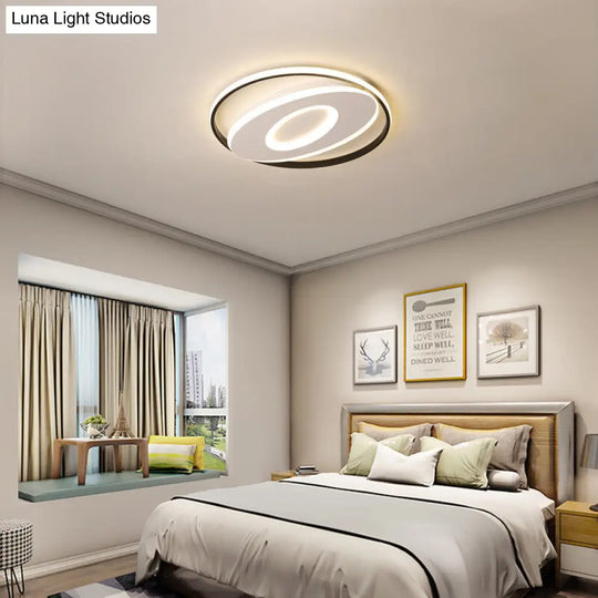 Sleek Oval Flush Light With Orbit Design Simple Acrylic Led Ceiling Lighting For Bedroom Warm/White