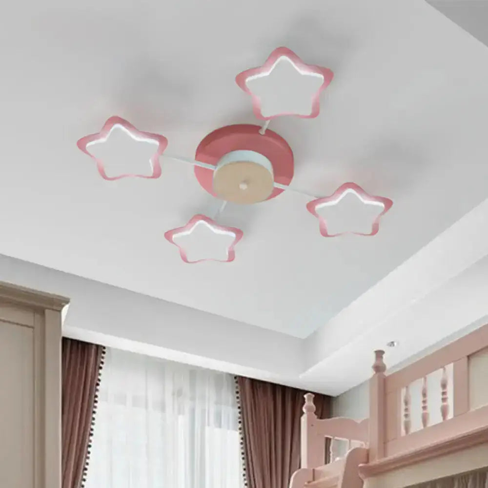 Sleek Pentagram Flush Mount Led Light In Warm/White - Cartoon Acrylic Pink/Blue Lighting Pink /