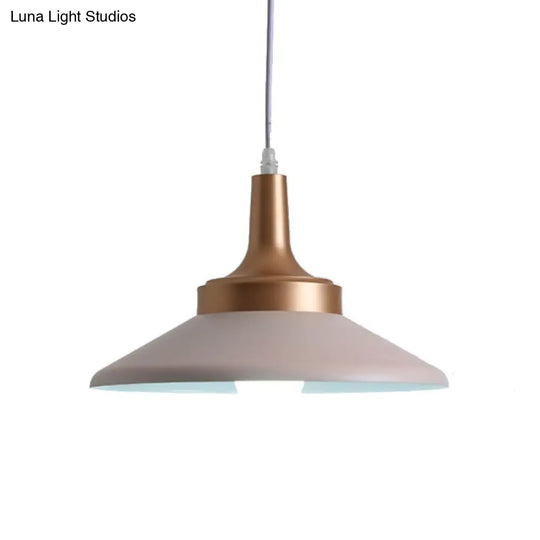 Sleek Pink Saucer Suspension Light - Minimal Metal 1-Head Ceiling Hang Fixture 12’/14’ Width