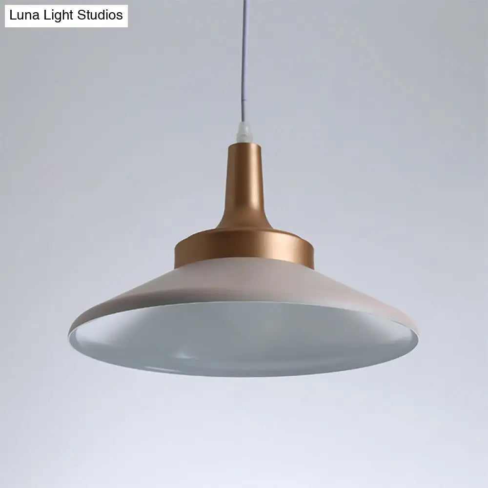 Sleek Pink Saucer Suspension Light - Minimal Metal 1-Head Ceiling Hang Fixture 12’/14’ Width