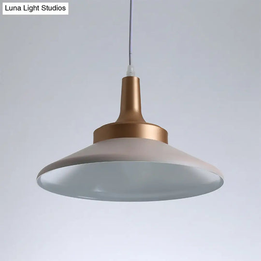 Sleek Pink Saucer Suspension Light - Minimal Metal 1-Head Ceiling Hang Fixture 12’/14’ Width