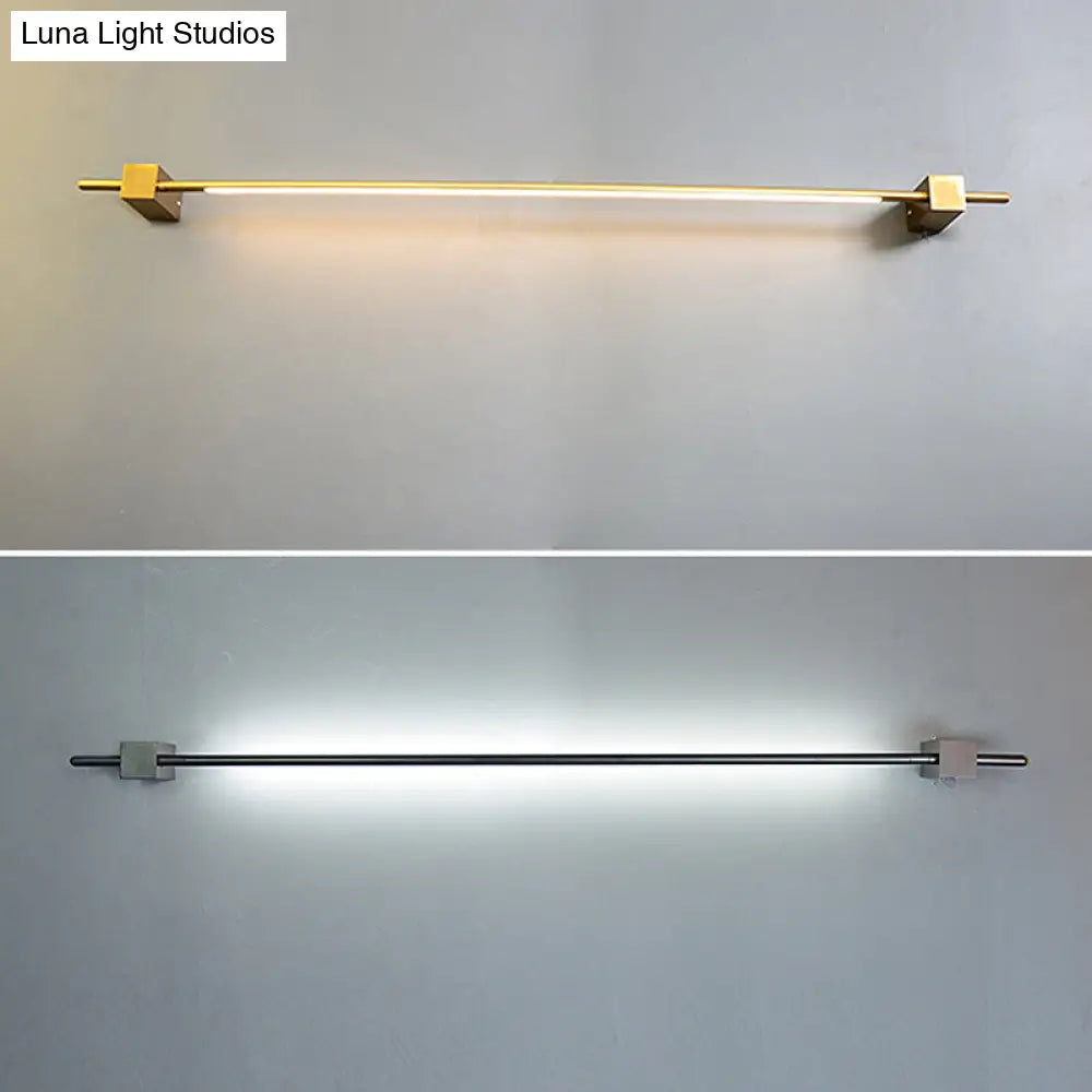 Sleek Pole Shaped Led Wall Light For Living Room - Minimalist Metallic Mounted Lighting