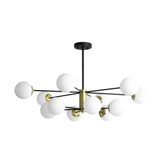 Sleek Postmodern Black-Gold Pendant Light For Living Rooms With Glass Sputnik Design 12 / Black