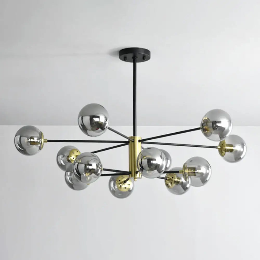 Sleek Postmodern Black-Gold Pendant Light For Living Rooms With Glass Sputnik Design 12 / Black