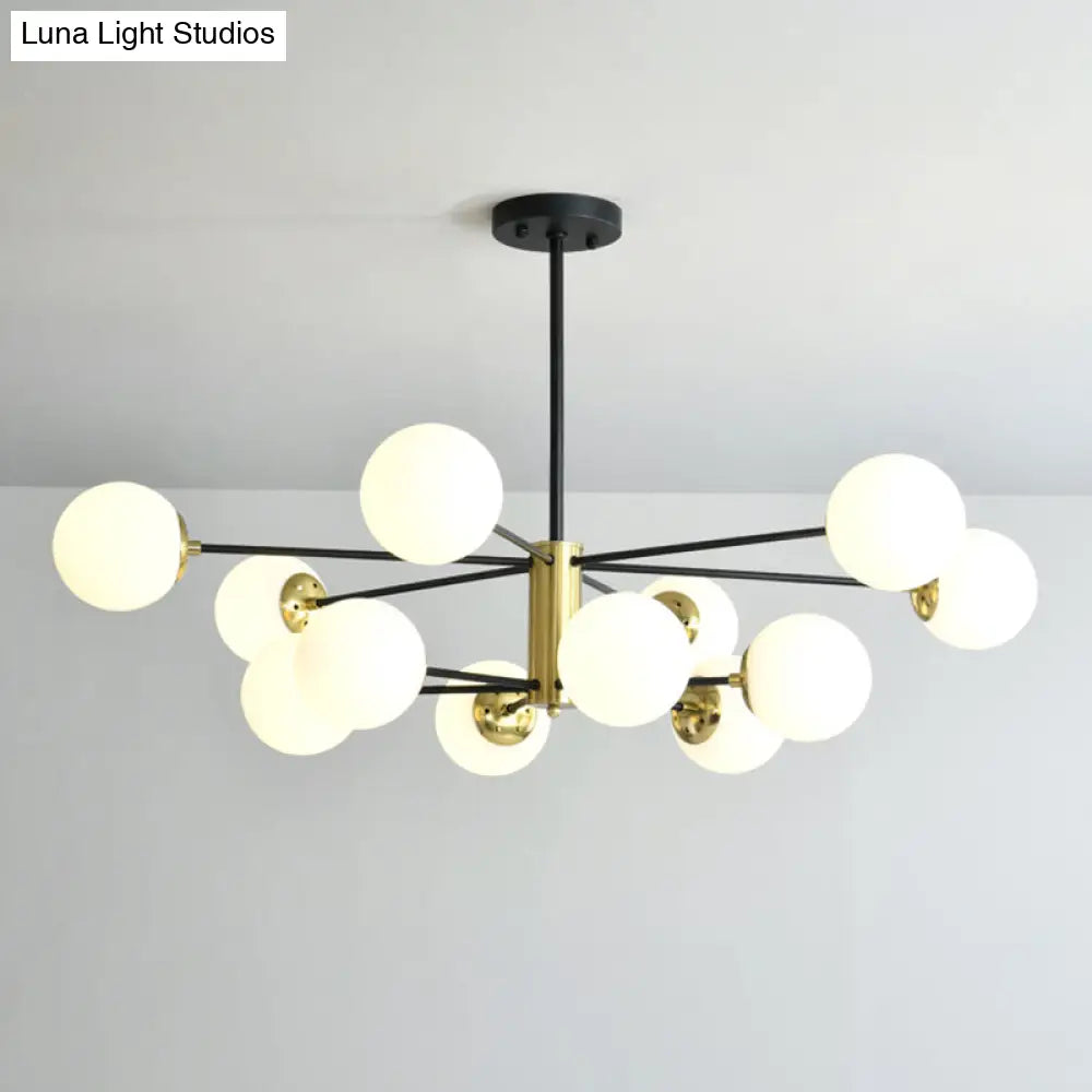 Sleek Postmodern Black-Gold Pendant Light For Living Rooms With Glass Sputnik Design