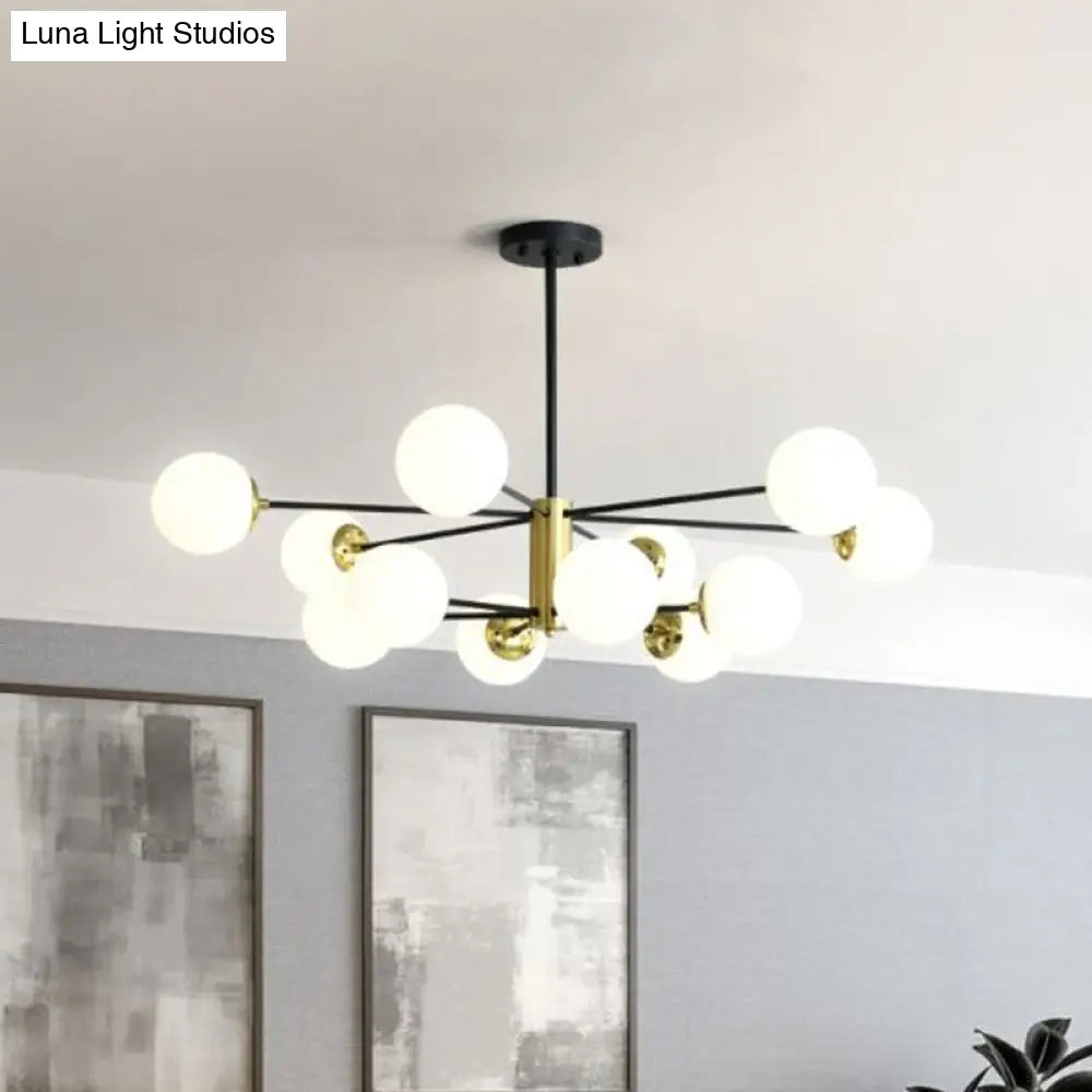 Sleek Postmodern Black-Gold Pendant Light For Living Rooms With Glass Sputnik Design