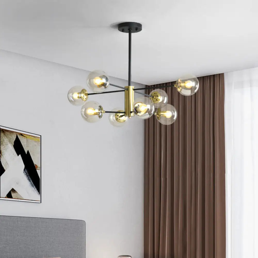 Sleek Postmodern Black-Gold Pendant Light For Living Rooms With Glass Sputnik Design 8 / Black Amber