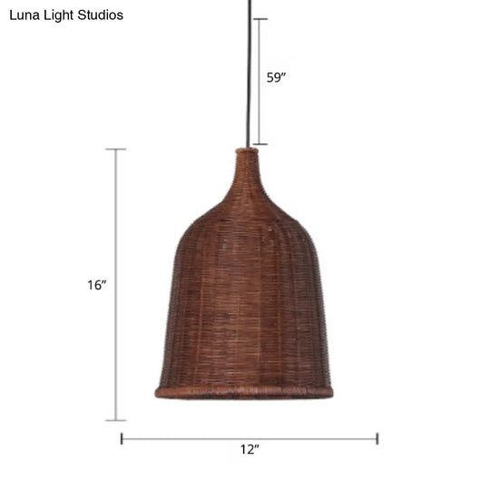 Sleek Rattan Pendant Ceiling Light For Minimalist Restaurant - Basket Suspension Lighting