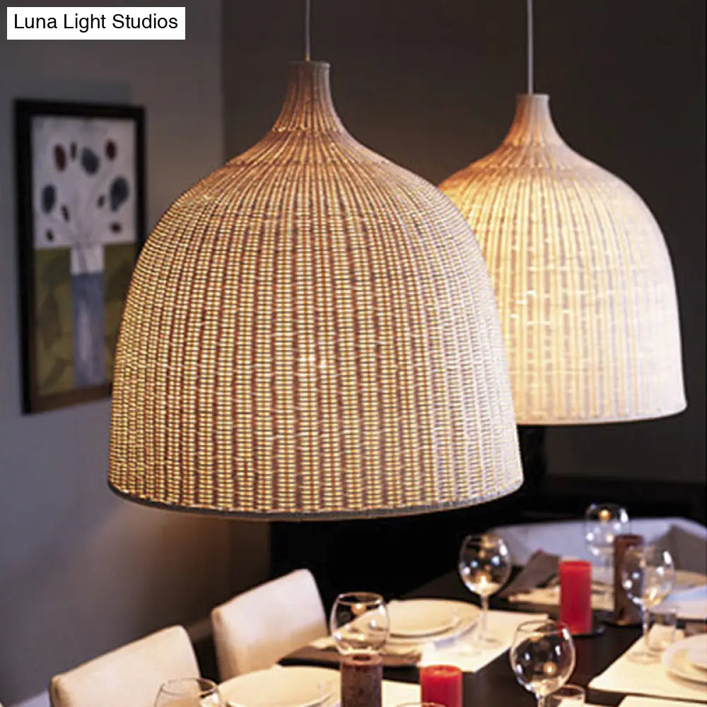 Sleek Rattan Pendant Ceiling Light For Minimalist Restaurant - Basket Suspension Lighting