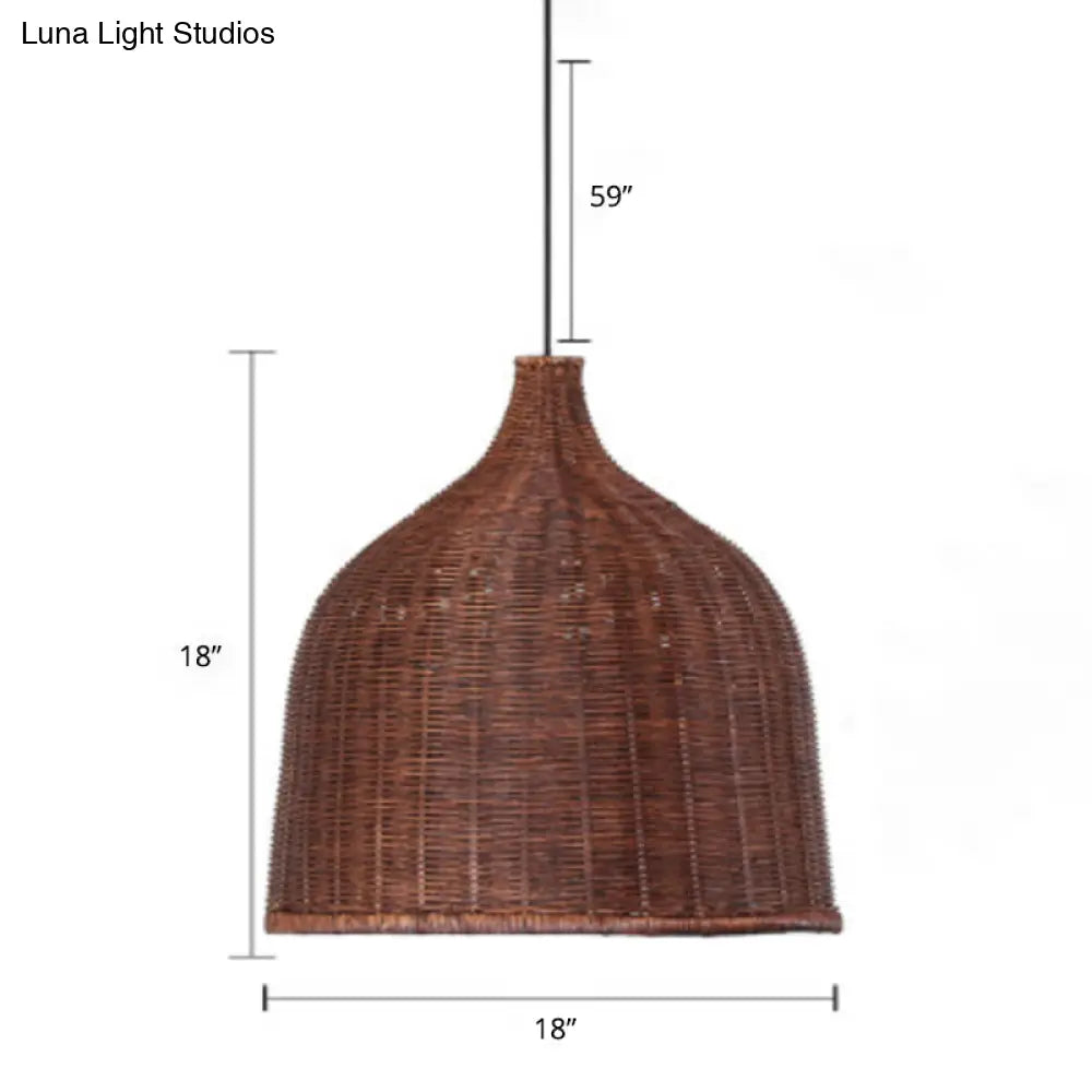 Sleek Rattan Pendant Ceiling Light For Minimalist Restaurant - Basket Suspension Lighting