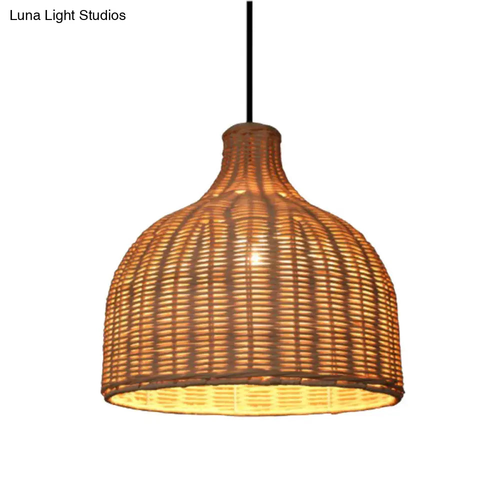 Sleek Rattan Pendant Ceiling Light For Minimalist Restaurant - Basket Suspension Lighting