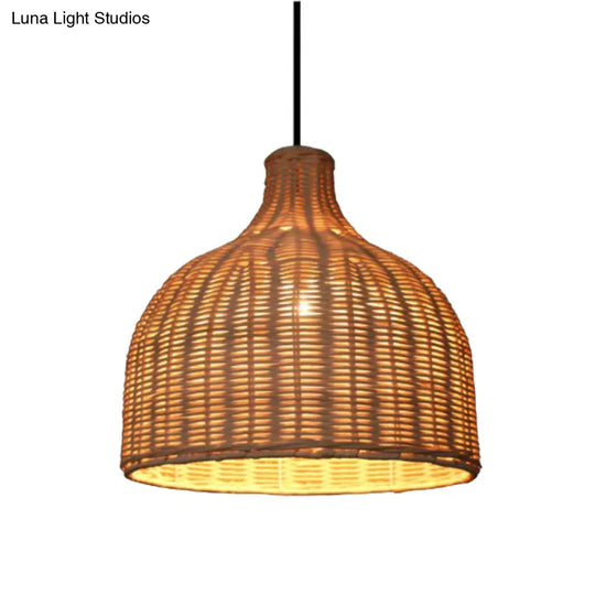 Sleek Rattan Pendant Ceiling Light For Minimalist Restaurant - Basket Suspension Lighting