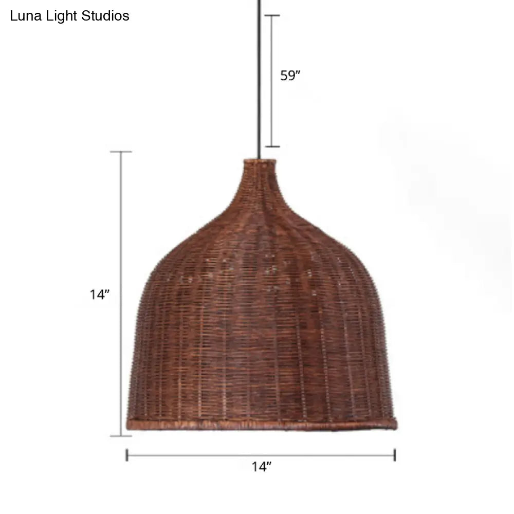 Sleek Rattan Pendant Ceiling Light For Minimalist Restaurant - Basket Suspension Lighting